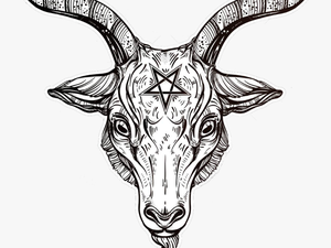 69137579 Pentagram With Demon Baphomet Satanic Goat - Satanic Goat Head Drawing