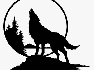 Moon Clipart Wolf Silhouette - Wolf Howling At Moon Silhouette