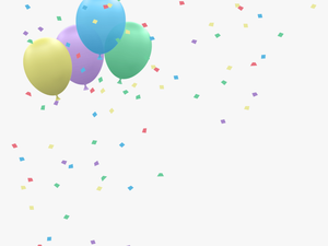 Word Party Balloon Confetti Falling Left Png Happy - Confetti And Balloons Png