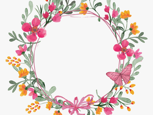 Transparent Clipart Flowers And Butterflies Png - Flower Wreath Clip Art Free