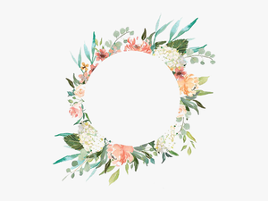 Watercolor Wreath With Flowers P