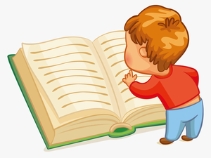 Transparent Kid Reading Clipart - Kids Reading Book Cartoon
