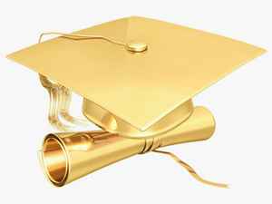 Cap And Diploma Images - Gold Graduation Cap Transparent