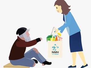A Volunteer With No More Homelessness Gives A Bag Of - Giving Food To Homeless Clipart