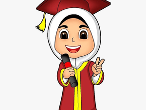 Gambar Toga Wisuda Kartun Anak Muslim Png Download - Muslim Graduation Cartoon