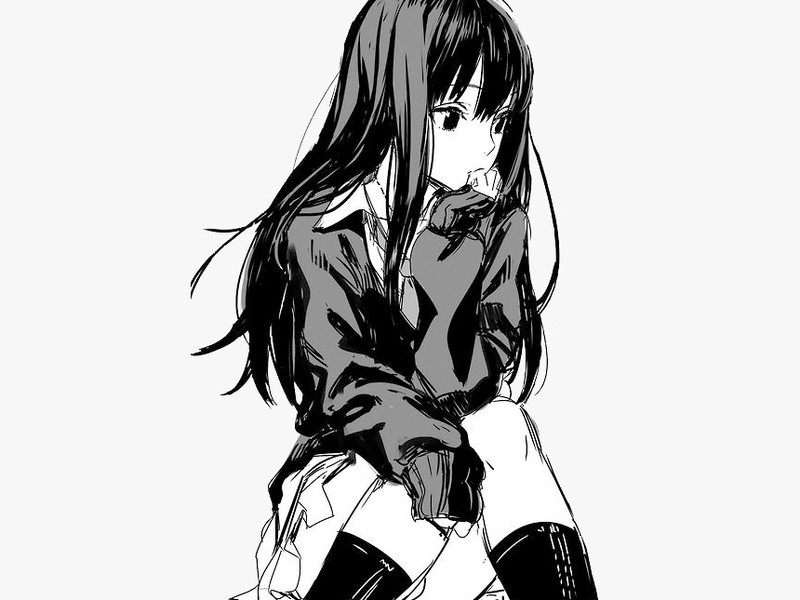 Credit - - Black And White Anime Girl Transparent Background - Made Transparent