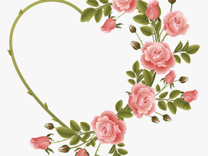 Rose Decorated Heart Frame - Heart Frame With Flowers