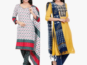 Unstitched Cotton Salwar Suits - Ladies Readymade Dress Png