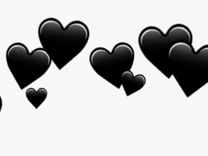 Download Hearts Black Emoji Transparent Background - Black Heart Crown Png
