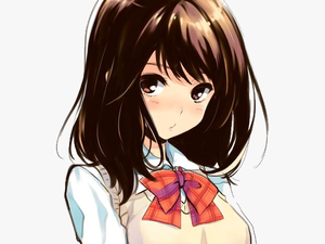 Short Brown Haired Anime Girl (613x866) - Cute Brunette Anime Girl - Anime - )