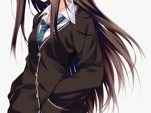 Anime Girl With Brown Hair And Blue Eyes Png 