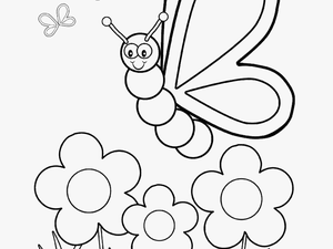 The Butterfly Flew Over The Flower Coloring Kids - Preschool Printable Butterfly Coloring Pages