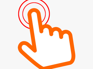 Orange Click Here Hand Png - Tra