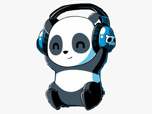 #panda #headphones #music #happy